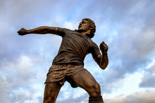 The statue of Kevin Beattie outside the Portman Road stadium in Ipswich, UK