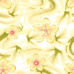 Obraz premium beautiful abstract beige pink frangipani flower background vector decorative seamless tropical floral pattern fashionable. Colorful stylish floral. Floral background. Exotic tropics. Summer design