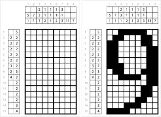 Fototapeta premium Number Nine Nonogram Pixel Art M_2201001