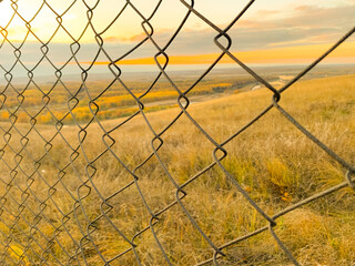 Close up of metal fence