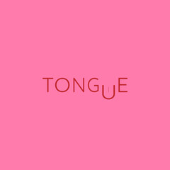 A flat, simple, and minimalist typography design of a word Tongue