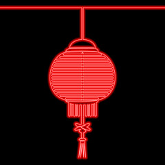 Continuous line drawn Chinese lantern neon concept