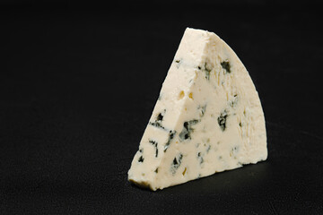Macro photo of piece of cheese with blue mold