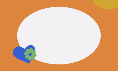 brown background with oval circle and several icons