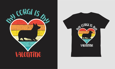 My Corgi is My Valentine Vintage T Shirt design.