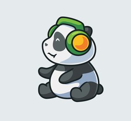 cute panda listening a music