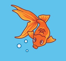 cute golden fish with beautiful tail