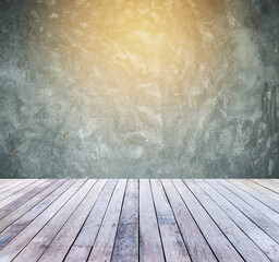 old wood plank or wood floor with cement wall texture background use for product display