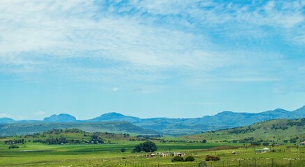 landscape with mountains and blue sky