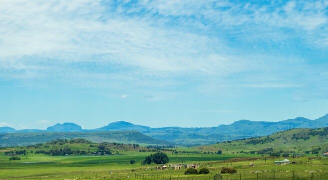landscape with mountains and blue sky