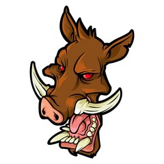 Mascot icon illustration of head of a wild pig