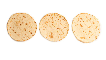 Grilled pitta bread isolated on white background.