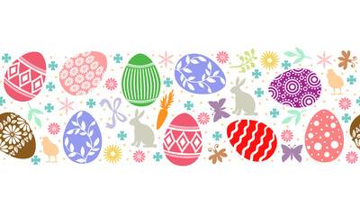 Easter decorative background horizontal pattern seamless