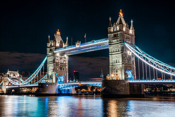 London Tower Bridge at Night. One of London's most famous bridges and must-see landmarks in London.