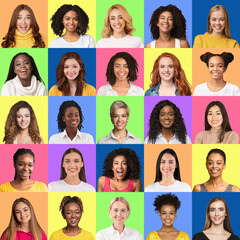 Group of portraits of diverse beautiful women