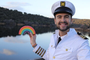 Proud ship captain representing diversity