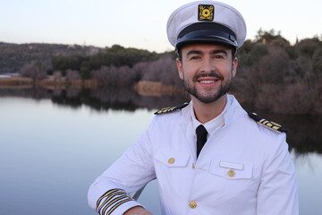 Ship captain with elegant uniform 
