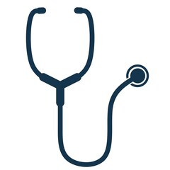 Stethoscope icon.  Flat design medical equipment symbol on a white background.