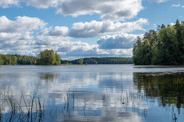 Summer view of Liesjarvi National Park and Lake, Tammela, Finland