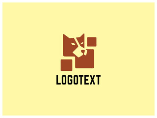 Square Hound Dog logo design template [vector]