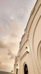 white classical exterior with golden hour sunset at Pitaloka Restaurant sanur Bali, Indonesia (2)
