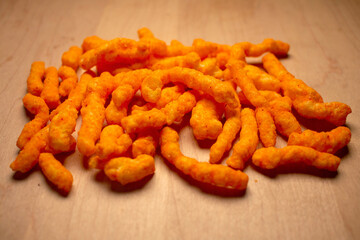 focus foreground crunchy cheese snack junk food between meals delicious unhealthy quick display