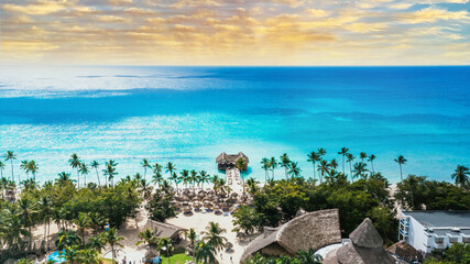 aerial view of a wonderful caribbean beach resort in La Romana, Dominican Republic
