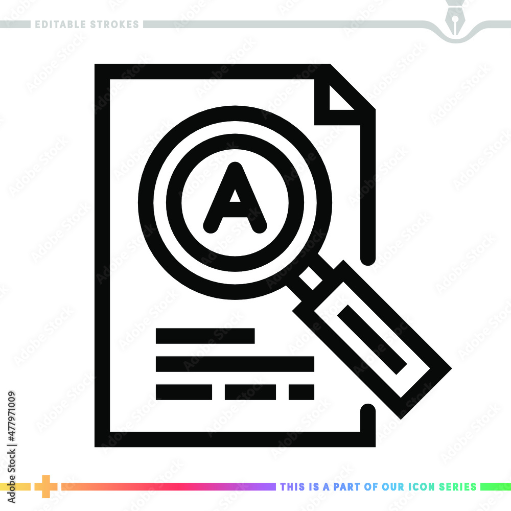 Poster line icon for final exam grade illustrations with editable strokes. this vector graphic has customiz