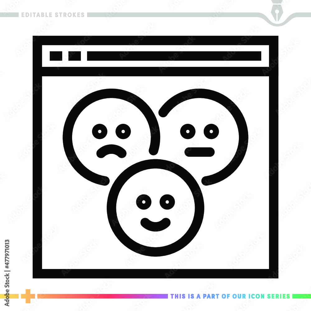 Poster line icon for predictive online shopping illustrations with editable strokes. this vector graphic ha