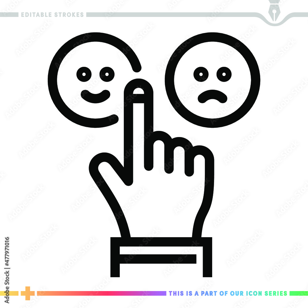 Poster line icon for job satisfaction illustrations with editable strokes. this vector graphic has customiz