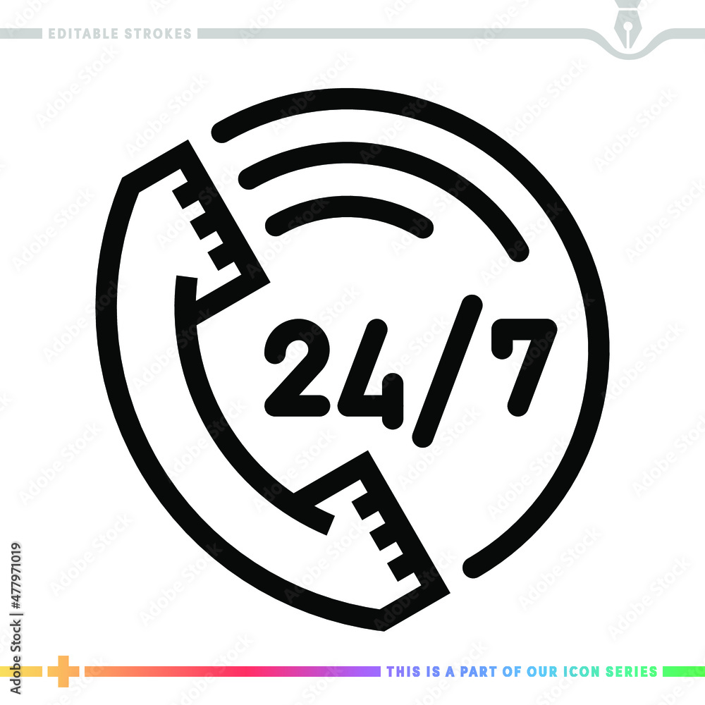 Aufkleber line icon for roadside assistance illustrations with editable strokes. this vector graphic has custo