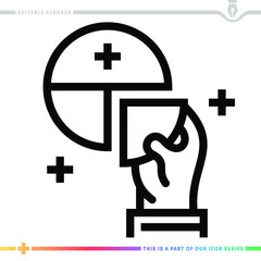 Line icon for market share analysis illustrations with editable strokes. This vector graphic has customizable stroke width.