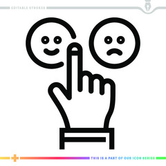 Line icon for job satisfaction illustrations with editable strokes. This vector graphic has customizable stroke width.