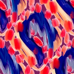 Foto op Plexiglas Donkerblauw Creatief naadloos patroon met mooie heldere abstracte elementen. Kleurrijke textuur voor elk soort ontwerp. Grafische abstracte achtergrond. Hedendaagse kunst. Trendy moderne stijl.
