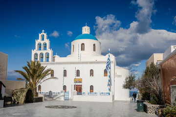 santorini griechenland insel landschaft greek kirche