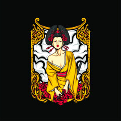 beautiful girl in action illustration