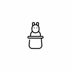 Magic with rabbit show outline style icon and illustration