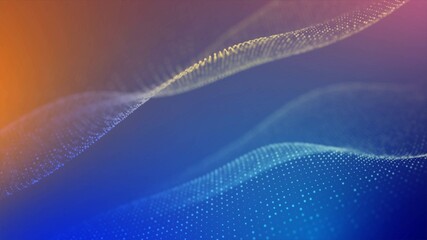 Obraz premium Abstract background. Design, 3d wave, spiral, DNA. Pattern glowing circles, dots. Bright stars. Fire and ice. Blurring particles. Outer space, matter. Poster technology, medicine, business.