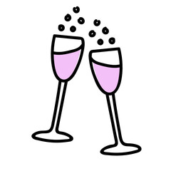 Wine or shampagne glasses doodle icon.