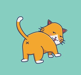 cute cat mess ass. cartoon animal nature concept Isolated illustration. Flat Style suitable for Sticker Icon Design Premium Logo vector. Mascot Character