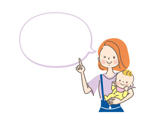 赤ちゃんを抱っこする若い笑顔のママ