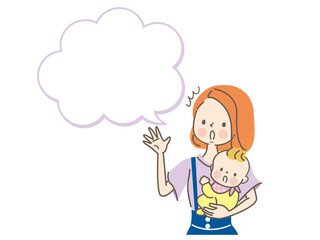 驚いている赤ちゃんとママと吹き出し