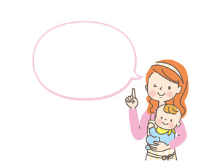 赤ちゃんを抱っこする若い笑顔のママ