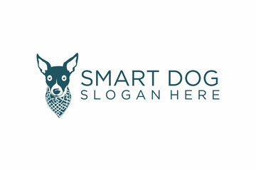 smart dog design logo. premium vector