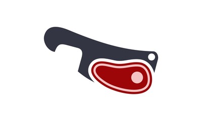 illustration vector graphic of knife cutting meat. perfect for product, film, video, etc.