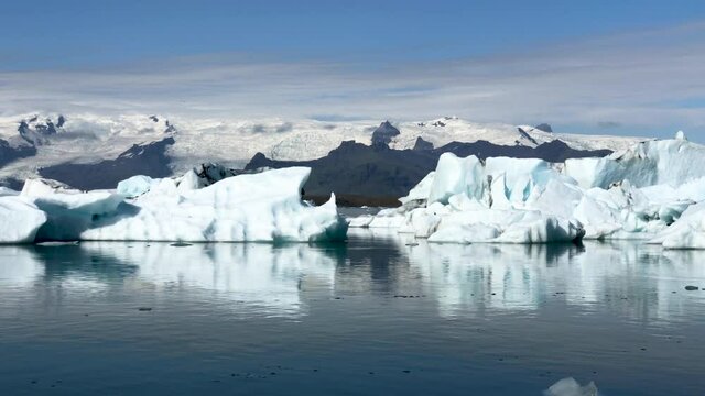 Beautiful view of Jokulsarlon Lagoon Icebergs in summser season, Iceland
