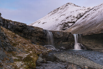 Waterfall Skutafoss in Thorgeirsstadadalur valley in east Iceland