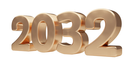 2033 golden bold letters isolated on white 3d-illustration