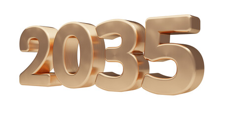 2035 golden bold letters isolated on white 3d-illustration