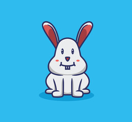 Cute cartoon rabbit sitting. Animal Isolated Cartoon Flat Style Icon illustration Premium Vector Logo Sticker Mascot